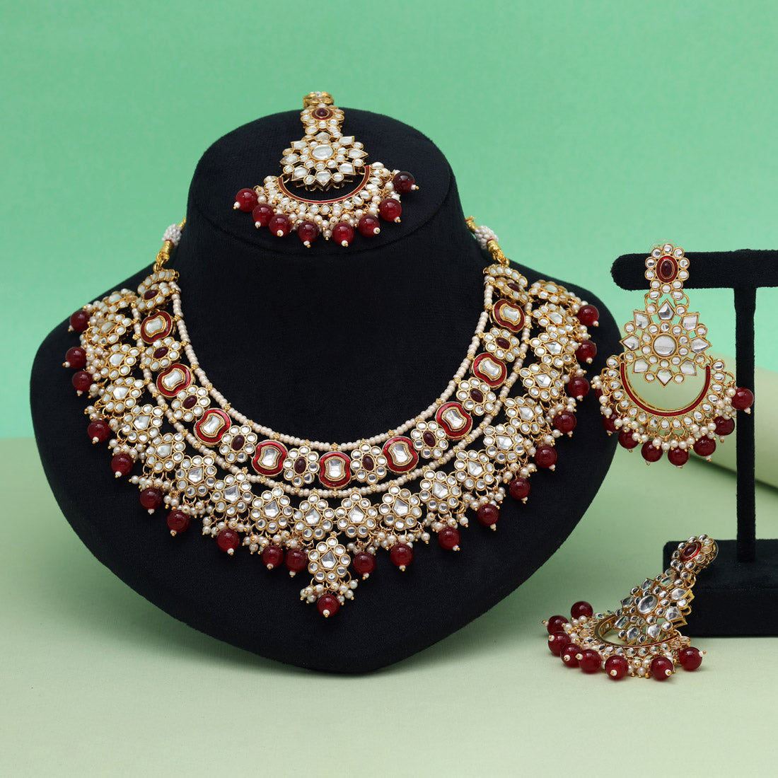 Yellow Color Elegant Meena Work Kundan Necklace Set