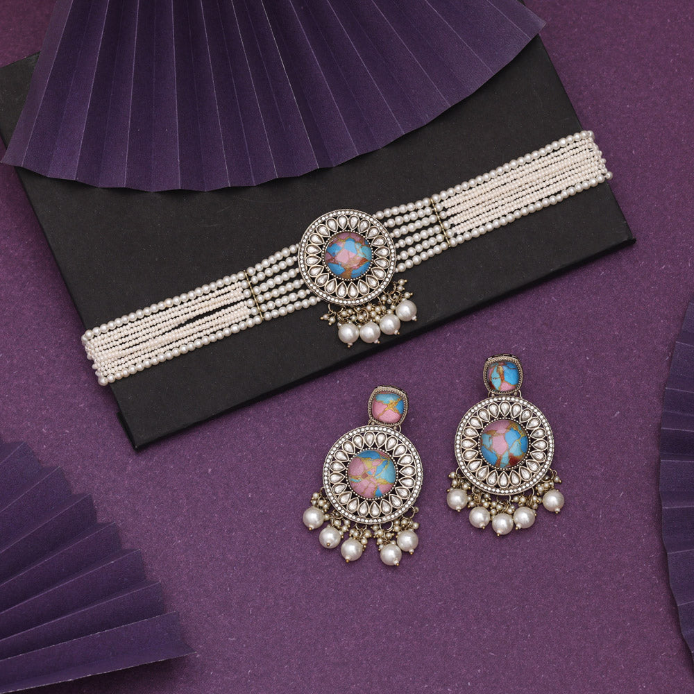 Multi Color Choker Kundan Necklace Set