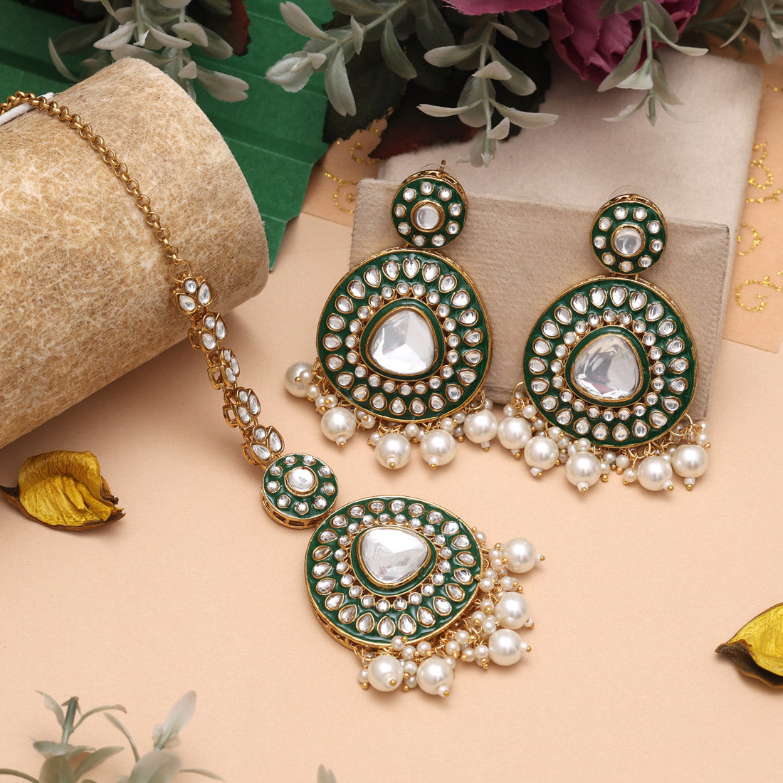 White Color Meena Work Kundan Necklace Set With Minimalist Indian Look