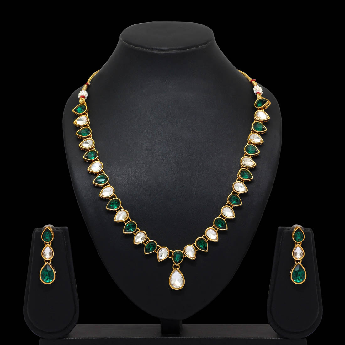 Green Color Festive Special Kundan Necklace Set (KN194GRN)
