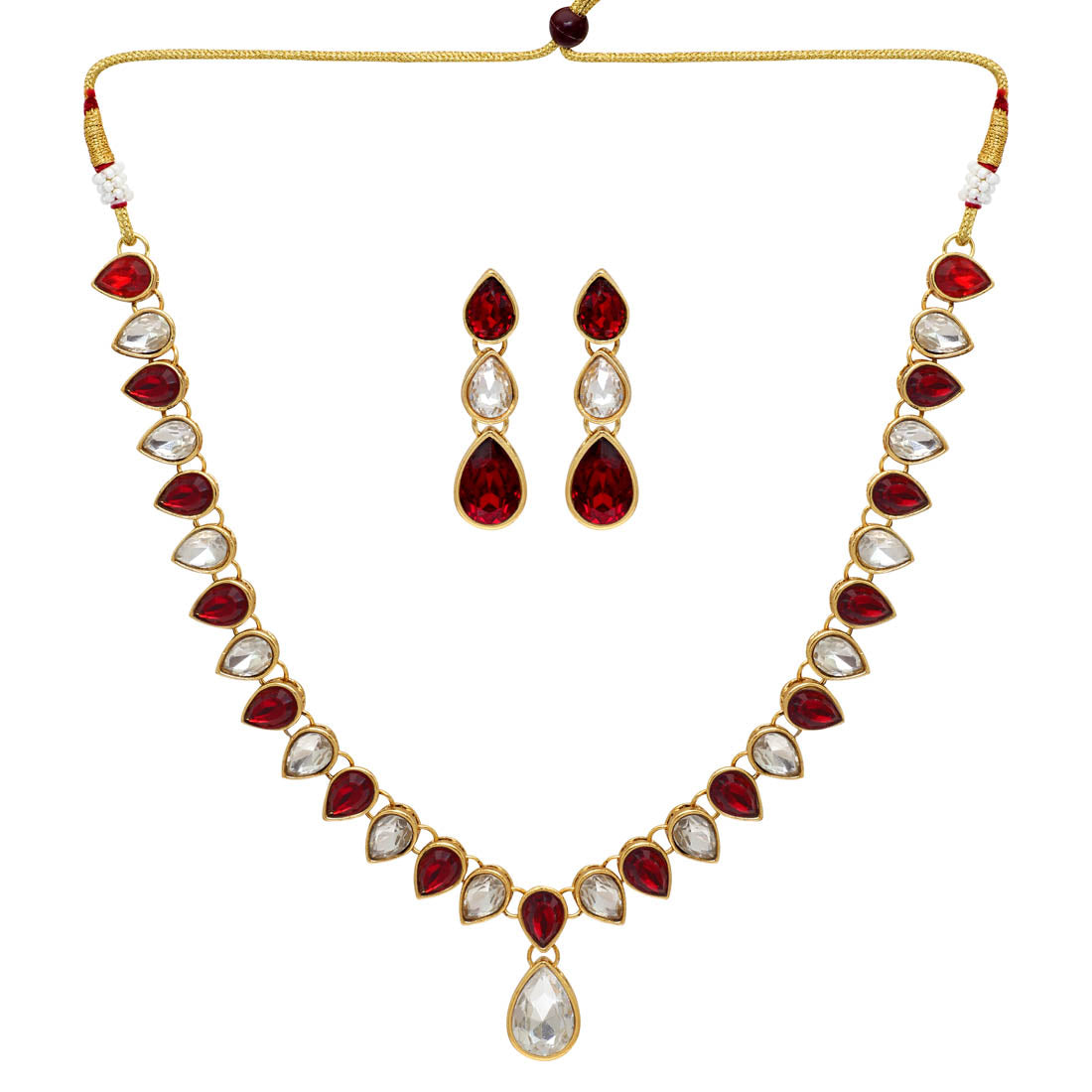 Maroon Color Wedding Collection Kundan Necklace Set (KN194MRN)