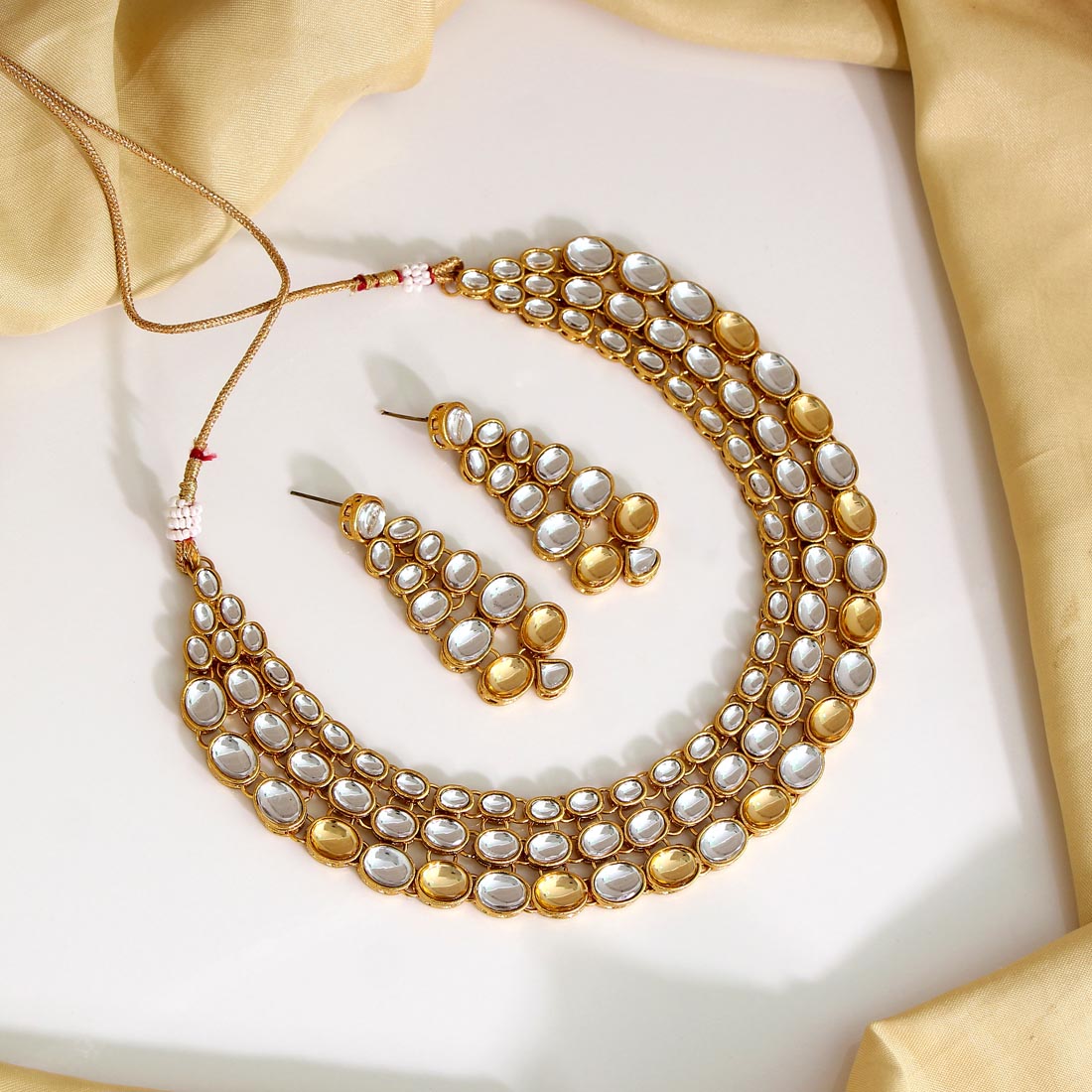 Gold Color Kundan Necklace Set (KN788GLD)