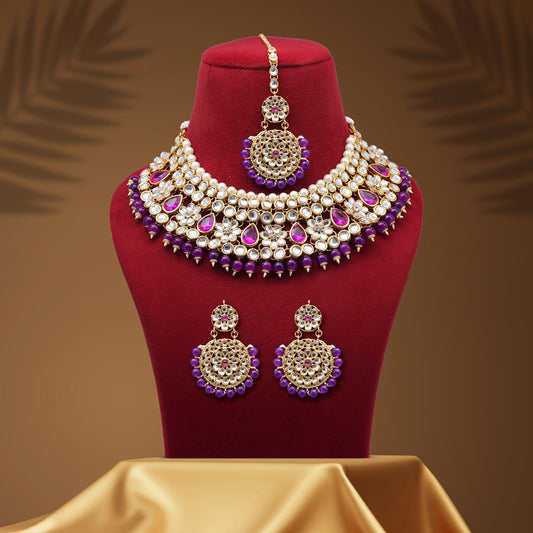 Purple Color Kundan Necklace Set (KN845PRP)