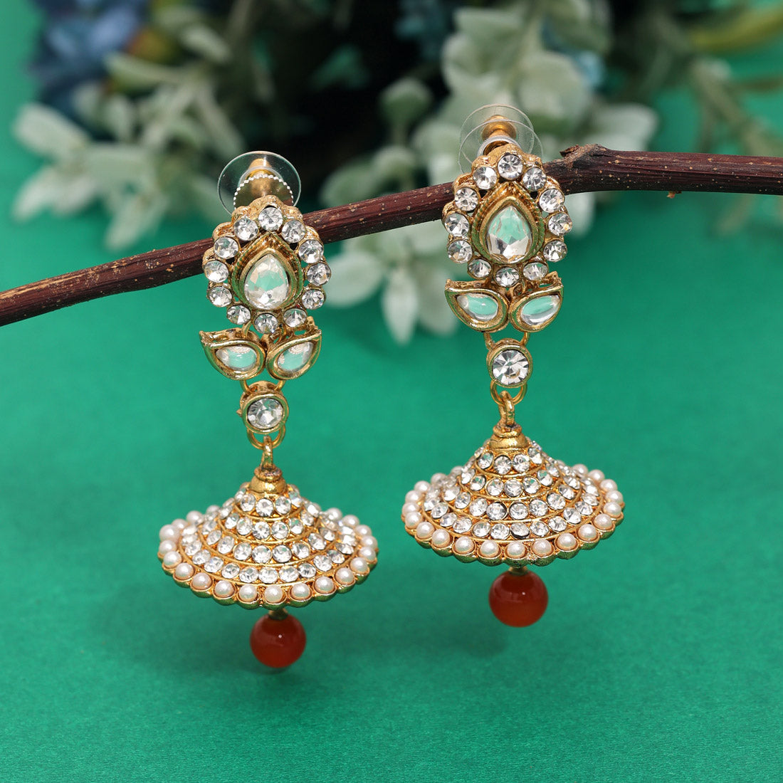 Orange Color Kundan Necklace Set (KN995ORG)