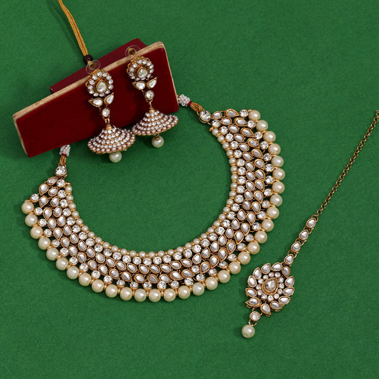White Color Kundan Necklace Set (KN995WHT)