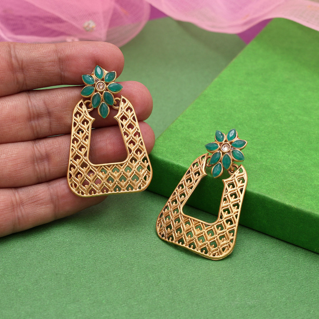 Assorted Color 6 Pairs Of Matte Gold Earrings (MGE107CMB)