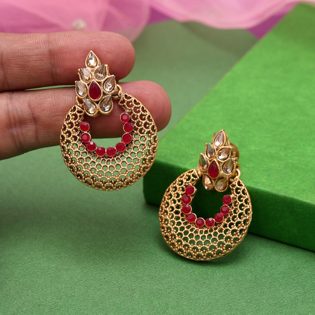 Assorted Color Assorted Color 6 Pairs Of Matte Gold Earrings (MGE108CMB)