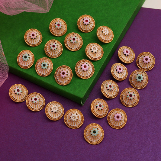 Assorted Color 12 Pairs Of Matte Gold Earrings (MGE110CMB)