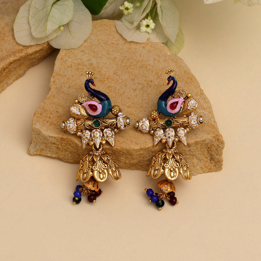 Multi Color Matte Gold Earrings (MGE299MLT)