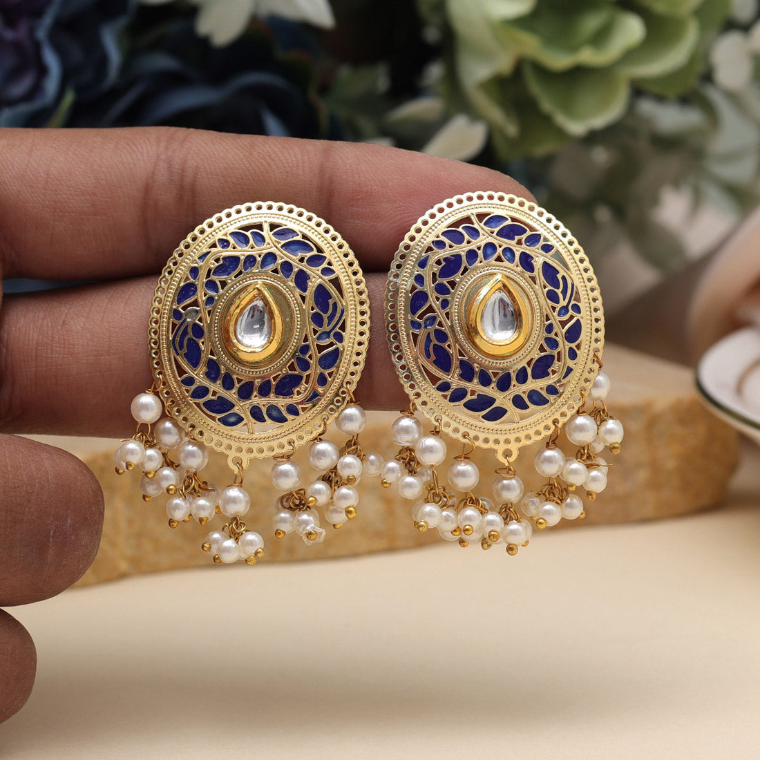 Blue Color Meenakari Earrings (MKE1979BLU)