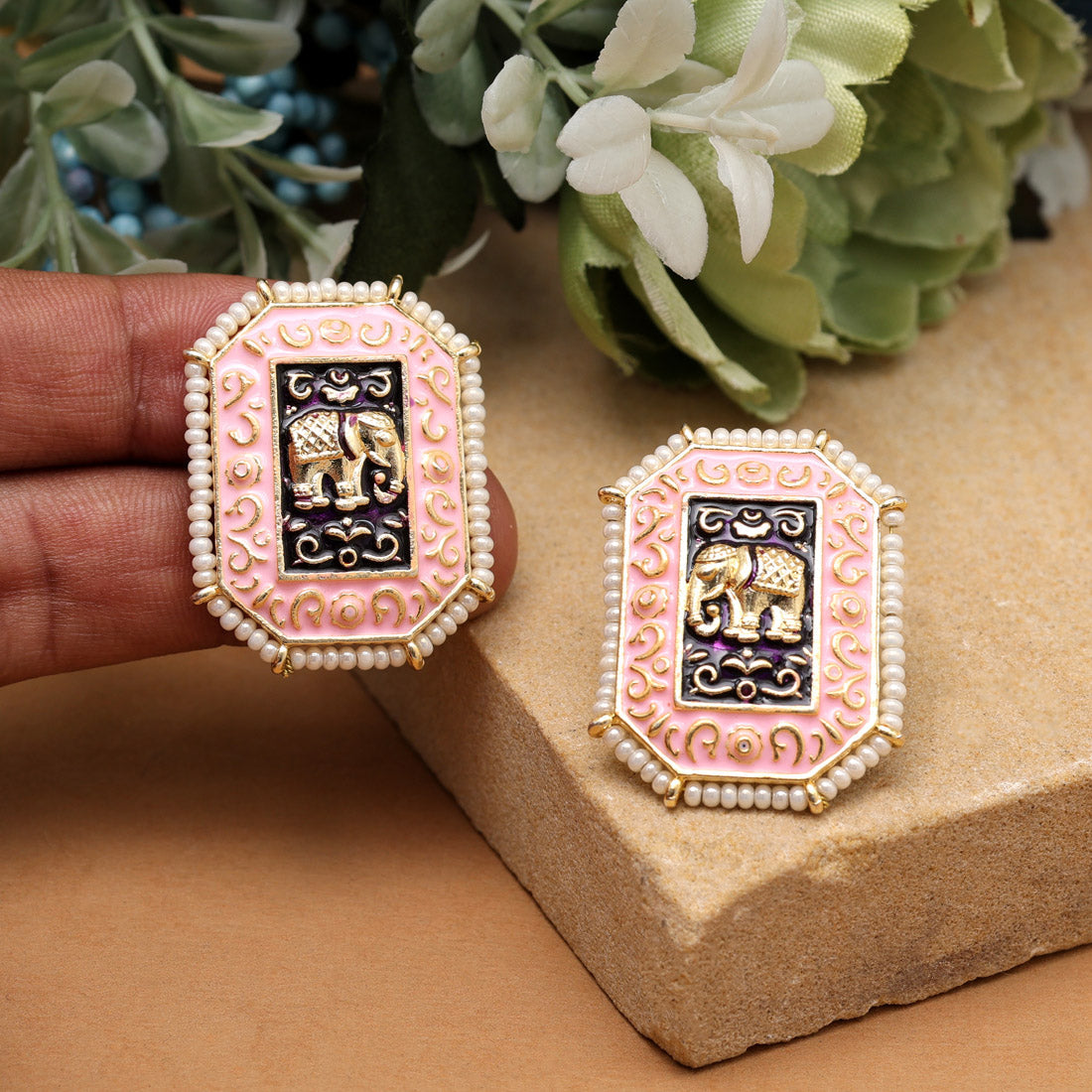 Pink Color Meenakari Earrings (MKE1985PNK)