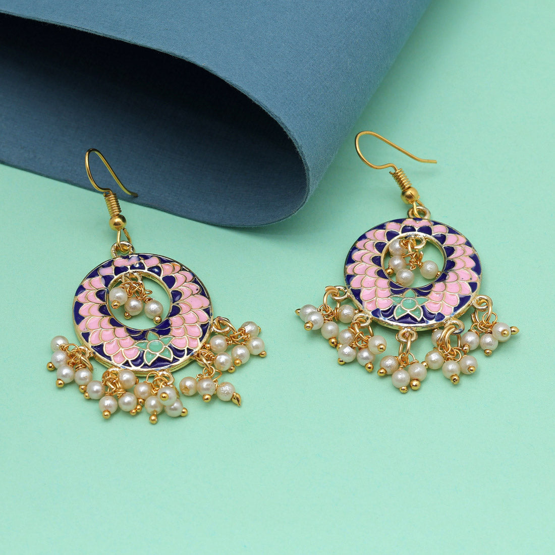 Pink Color Meenakari Earrings (MKE1986PNK)