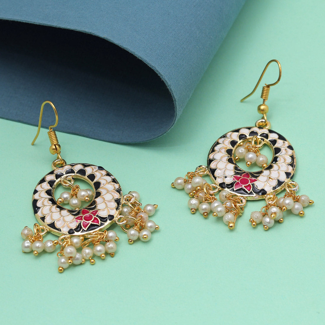 White Color Meenakari Earrings (MKE1986WHT)