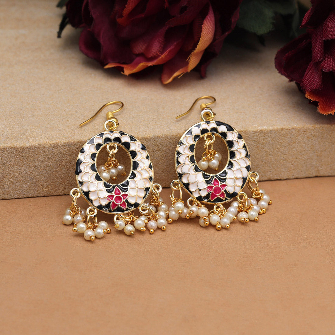 White Color Meenakari Earrings (MKE1986WHT)