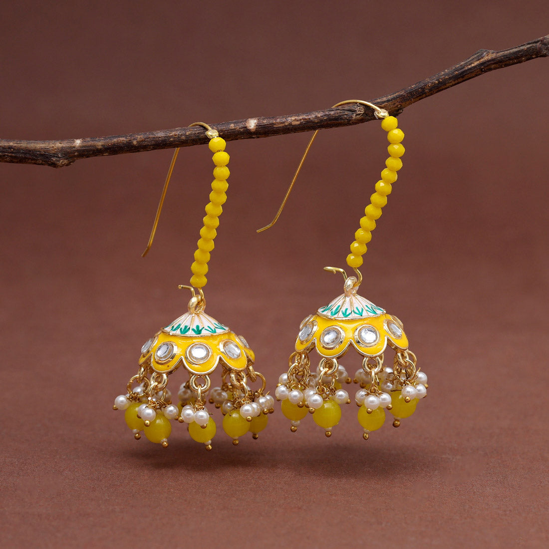 Yellow Color Meenakari Earrings (MKE1988YLW)