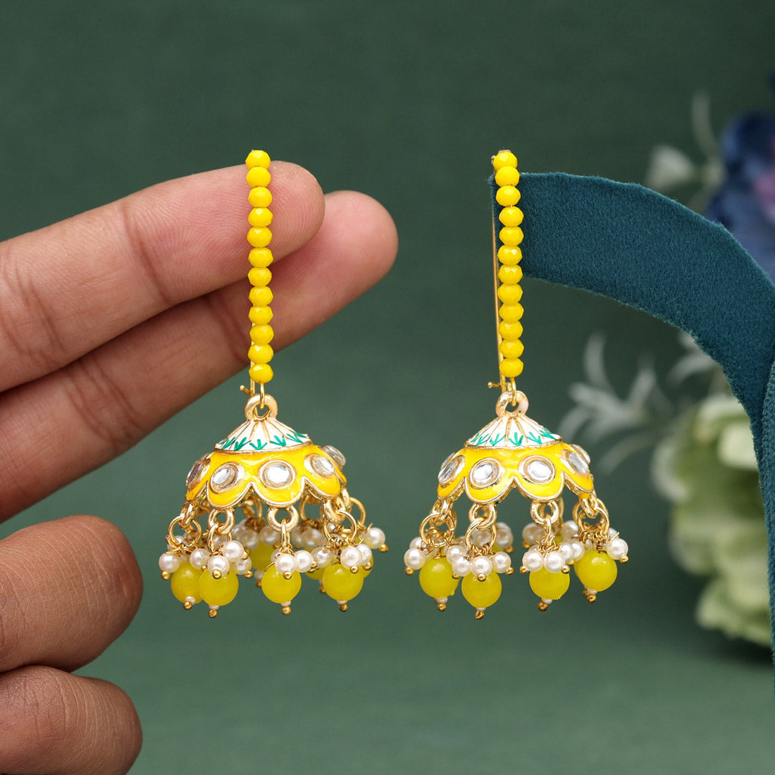 Yellow Color Meenakari Earrings (MKE1988YLW)