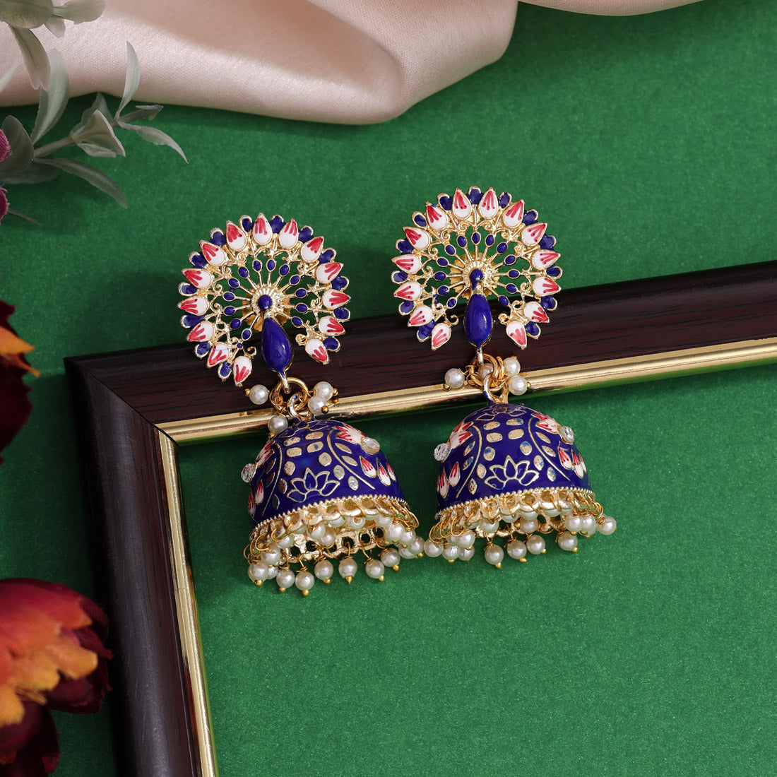 Blue Color Meenakari Earrings (MKE1993BLU)