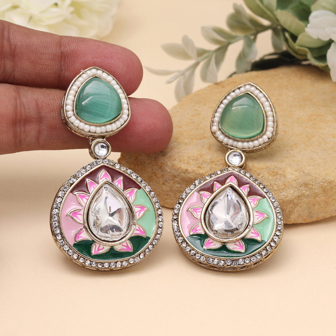 Multi Color Meenakari Earrings (MKE2004MLT)