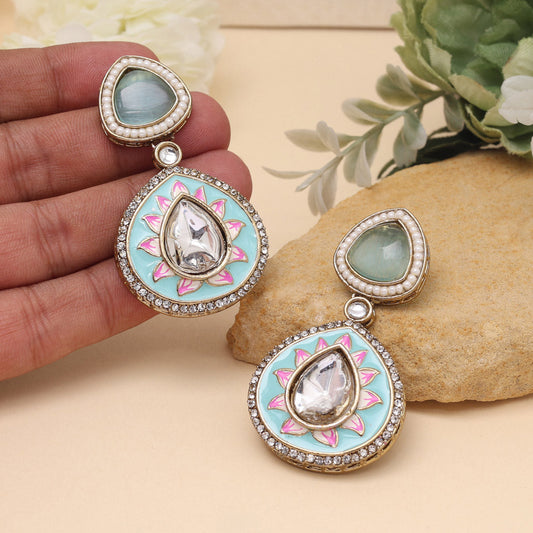 Sky Blue Color Meenakari Earrings (MKE2004SBLU)