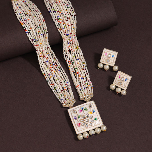 Multi Color Long Meenakari Necklace Set (MKN577MLT)