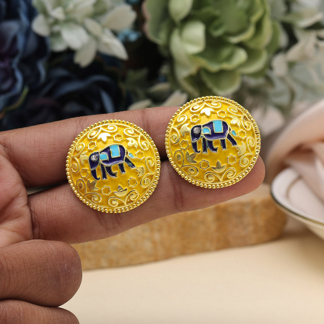 Yellow Color Mint Meena Earrings (MNTE484YLW)