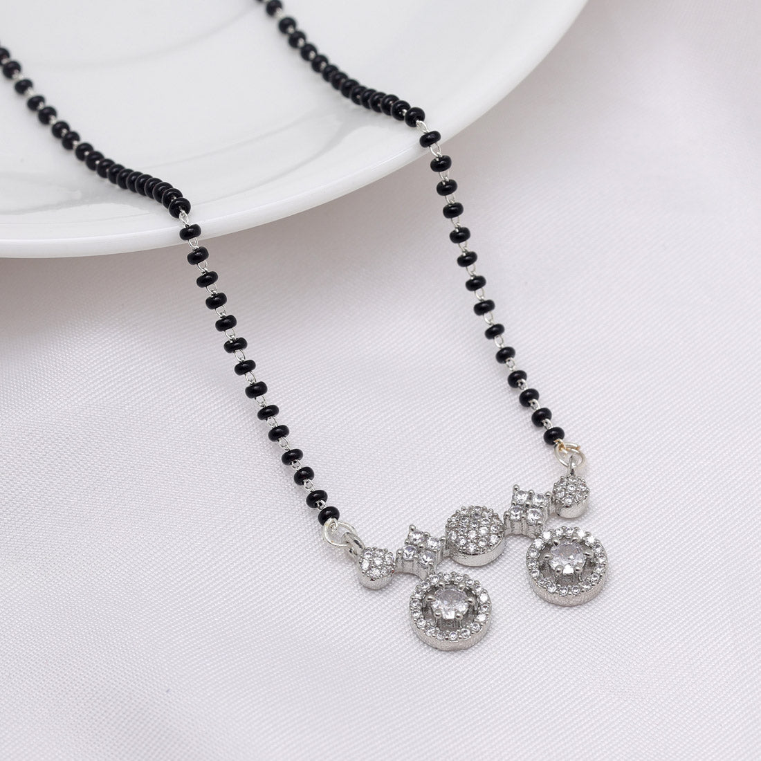 Silver Color American Diamond Mangalsutra (MS329SLV)