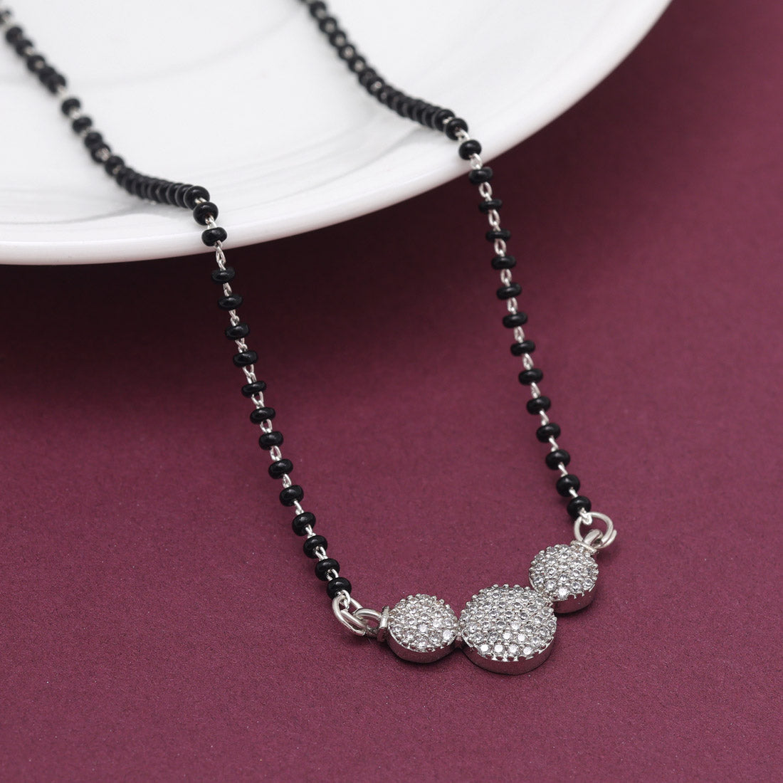 Silver Color American Diamond Mangalsutra (MS343SLV)