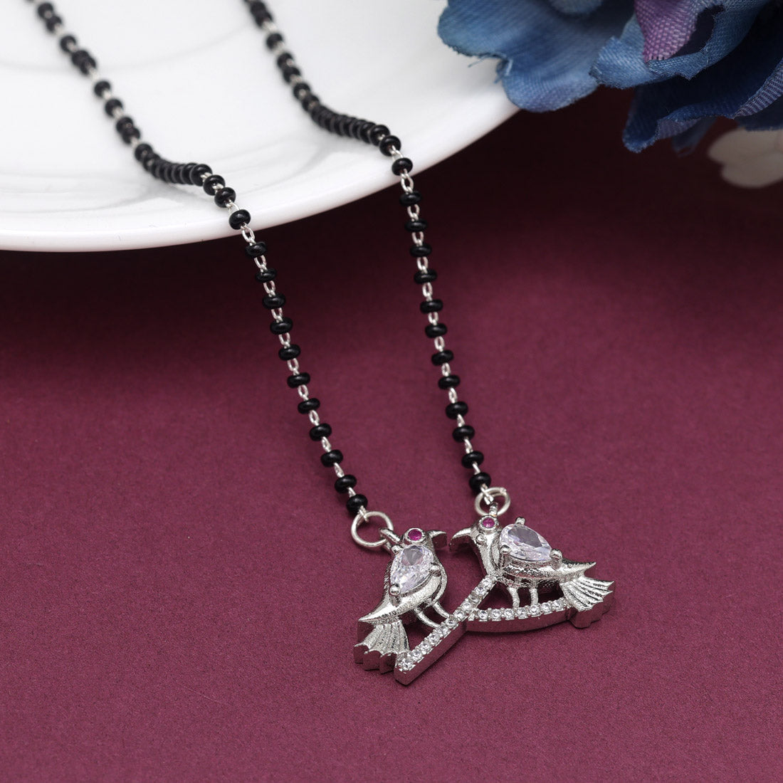 Silver Color American Diamond Mangalsutra (MS349SLV)