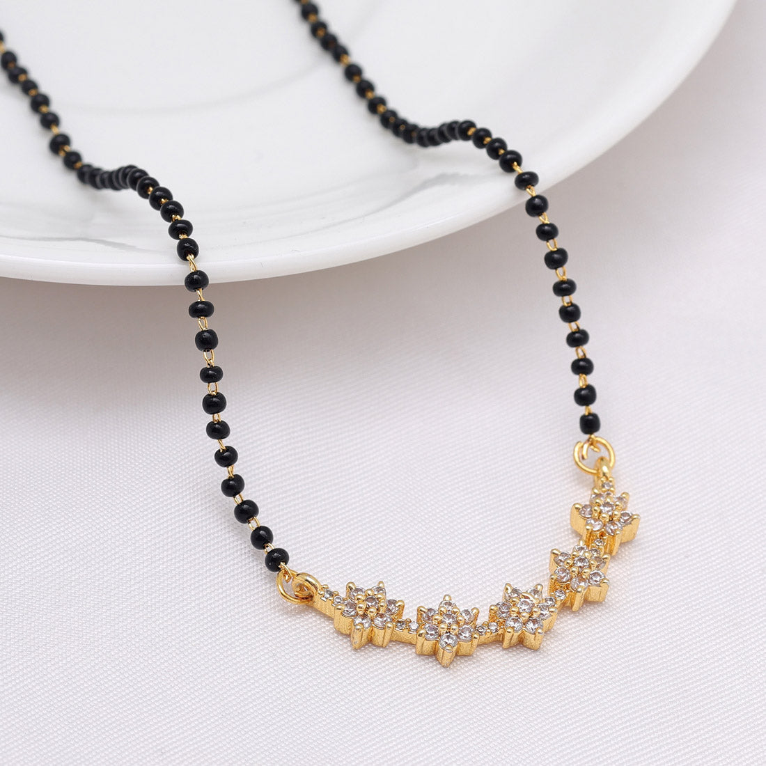 White Color American Diamond Mangalsutra (MS352WHT)