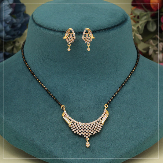 White Color American Diamond Mangalsutra With Earrings (MS355WHT)