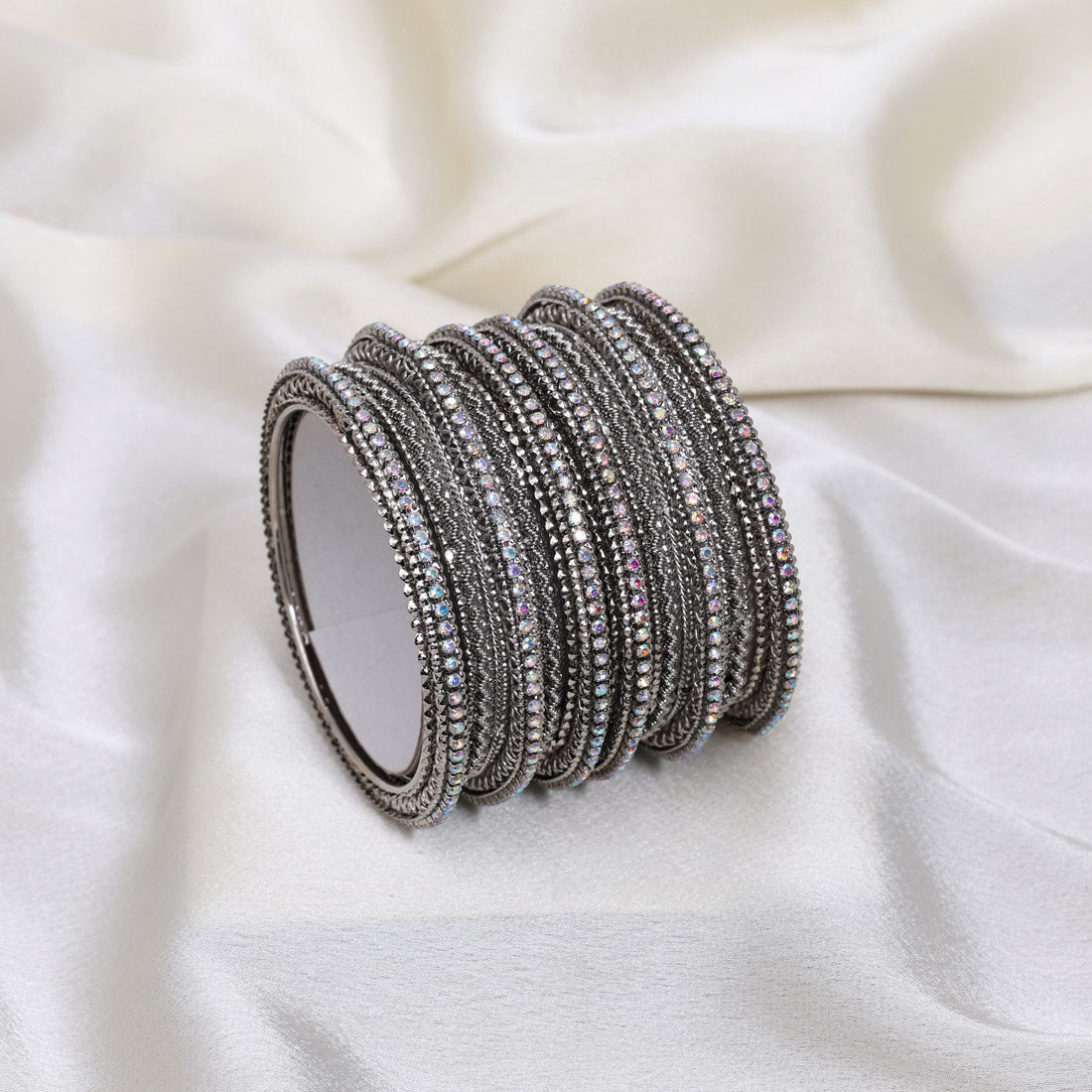 Silver Color 1 Set Of Bangle Size: 2.6 (PLKB876SLV-2.6)