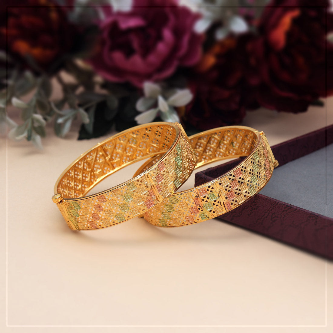 Multi Color 1 Pair Of Bangle Size: 2.4 (PLKB886MLT-2.4)
