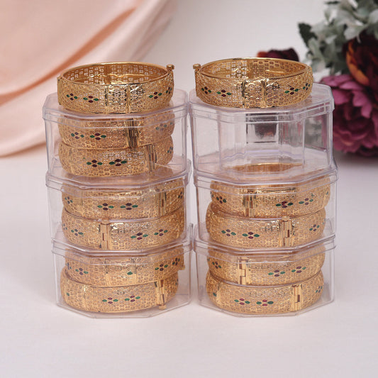 Gold Color 6 Pair Of Bangles Combo (PLKBCMB596)
