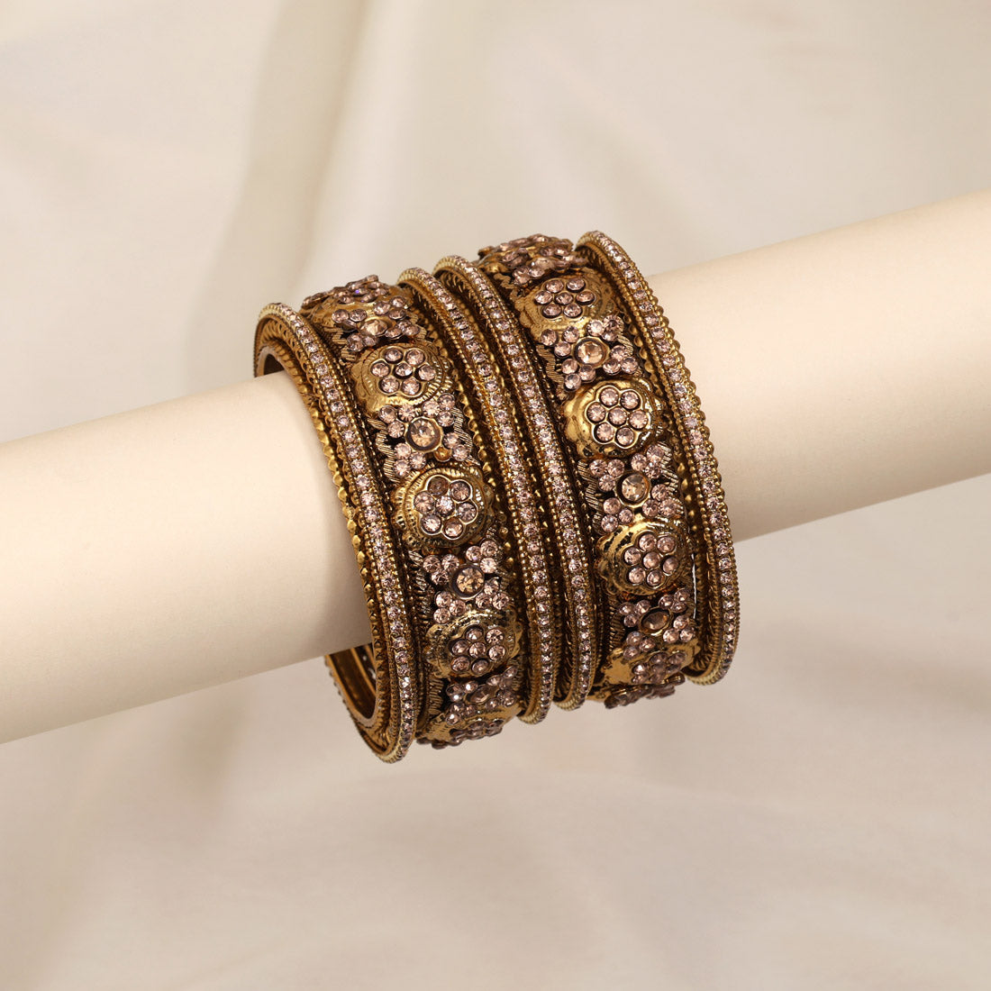 Gold Color 6 Set Of Bangles Combo Size(1 Set Of 2.2, 2 Set Of 2.4, 2 Set Of 2.6, 1 Set Of 2.8) (PLKBCMB657)