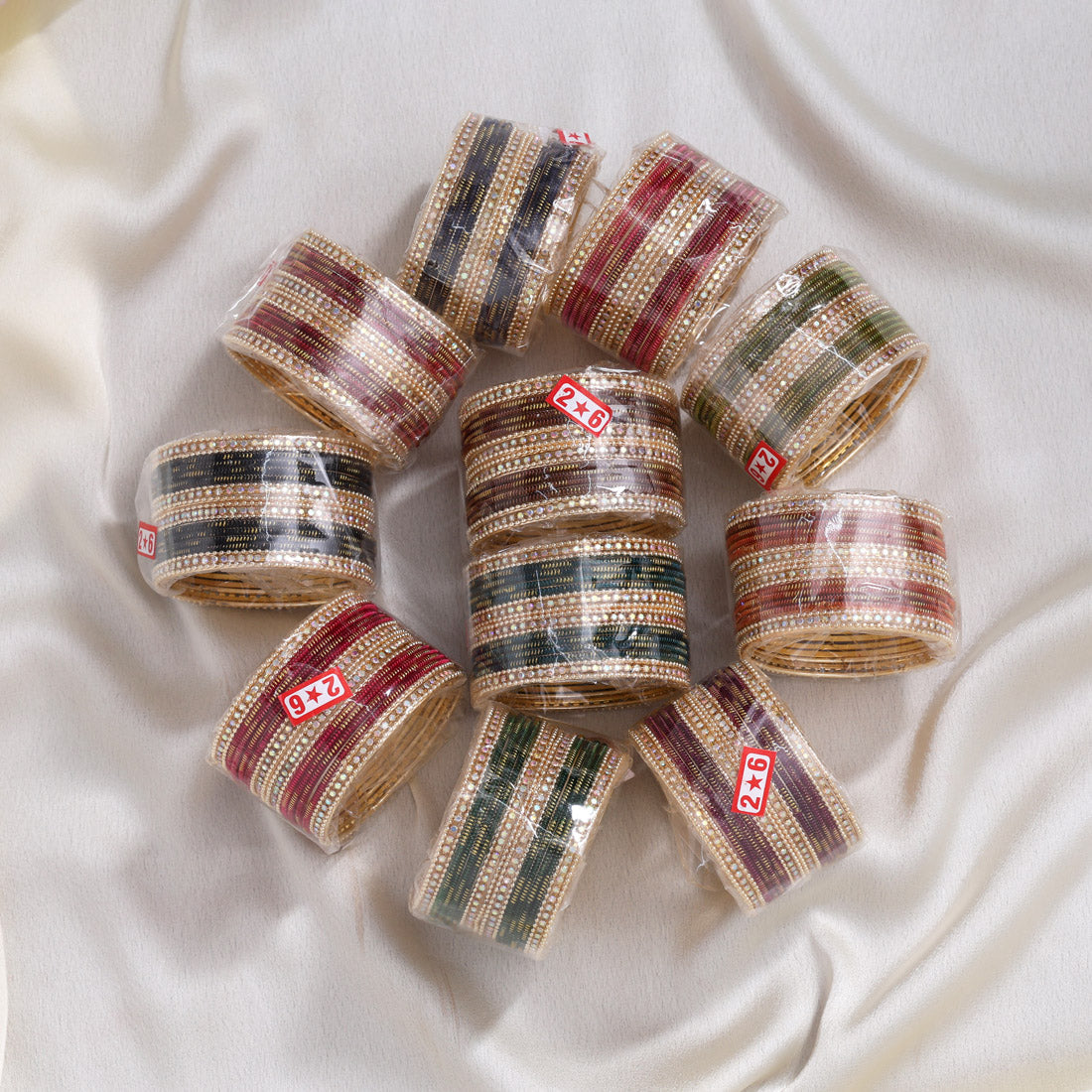 Assorted Color 11 Set Of Bangles Combo Size(11 Set Of 2.6) (PLKBCMB661)