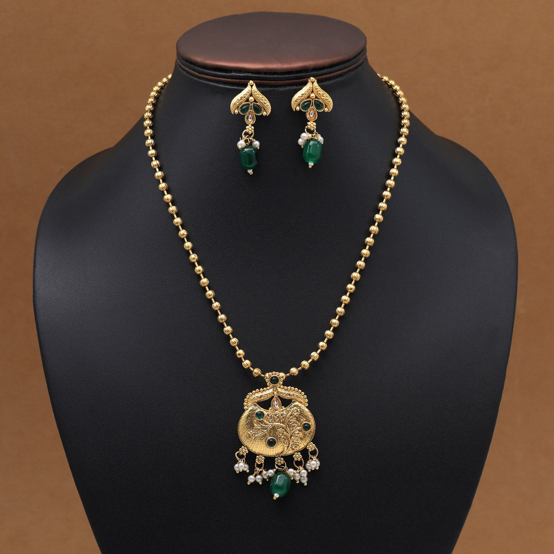 Green Color Pendant Set (PLKP181GRN)