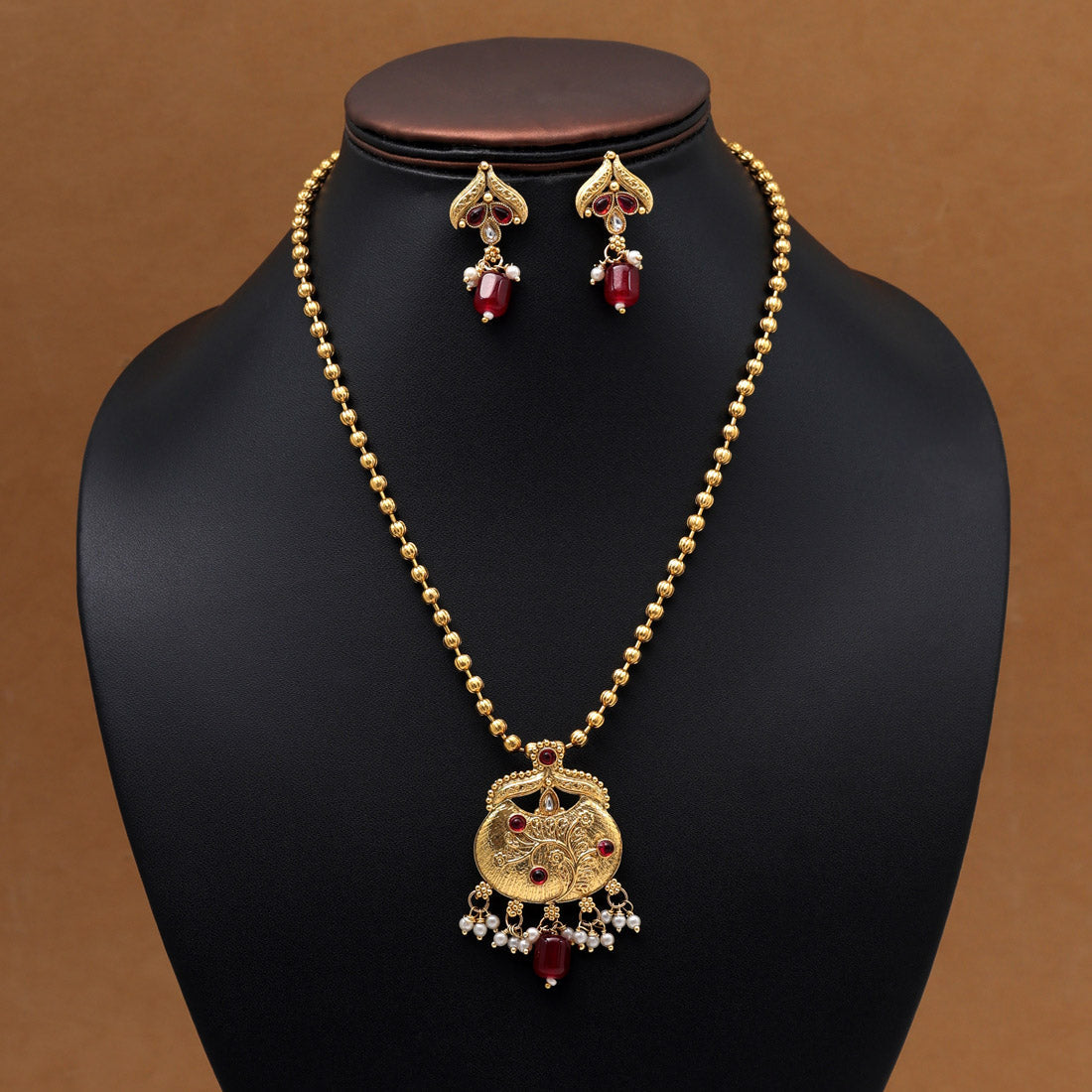 Maroon Color Pendant Set (PLKP181MRN)