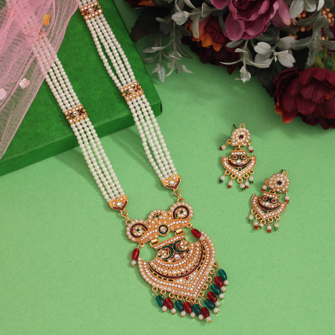 Multi Color Rajputi Jewellery Rani Haar (PN809MLT)