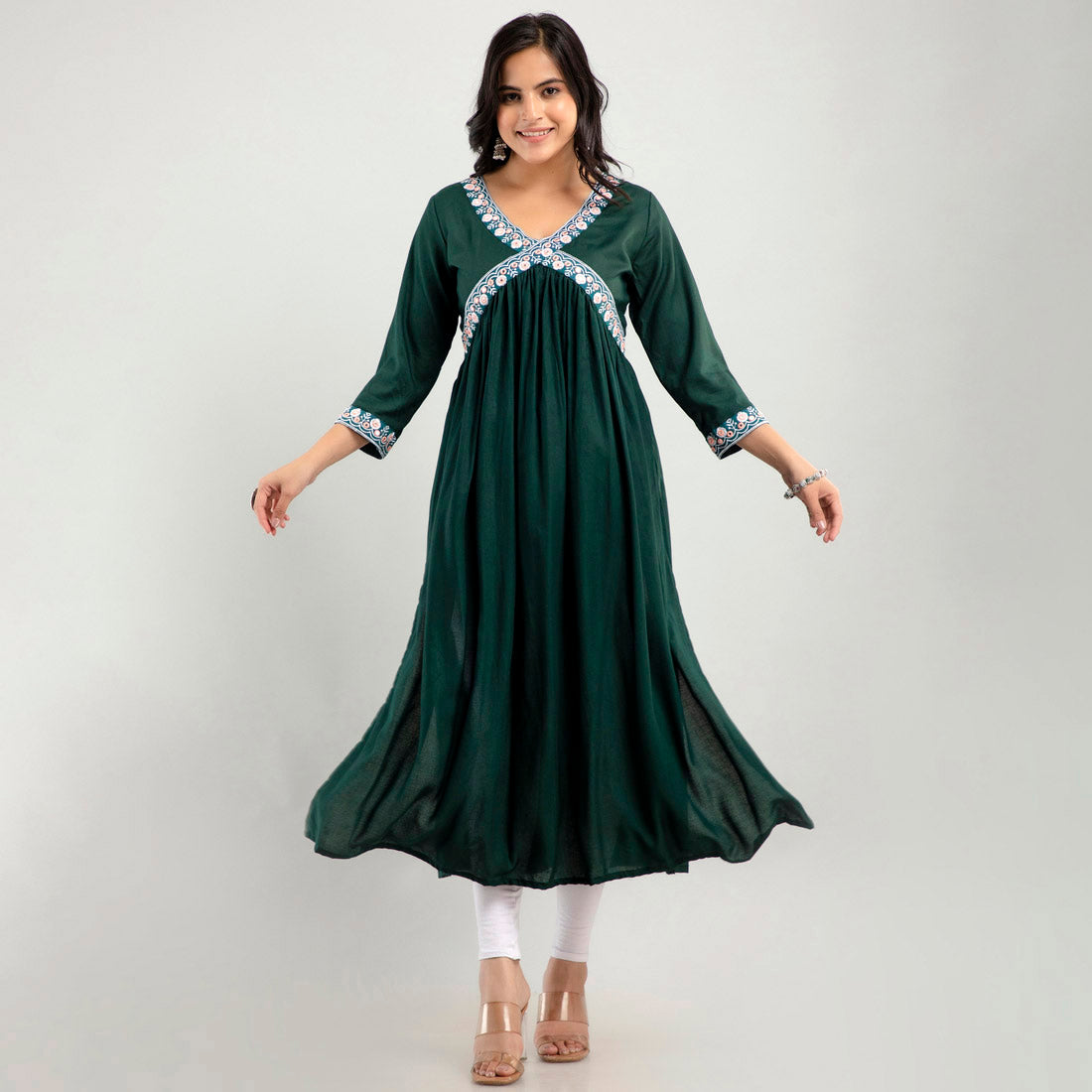 Green Color Anarkali Kurta (RK214GRN)