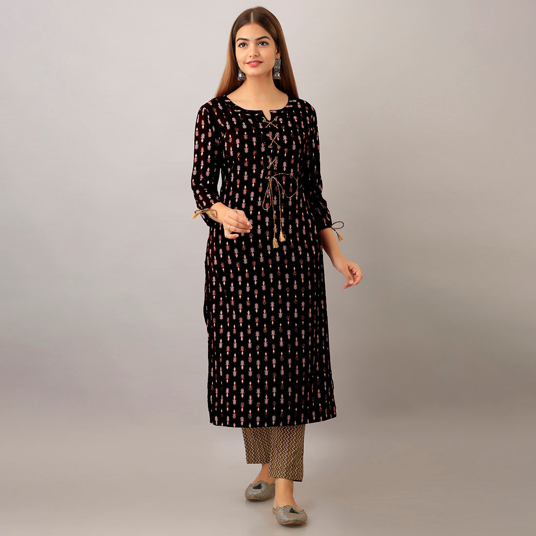 Black Color Straight Kurta (RK228BLK)