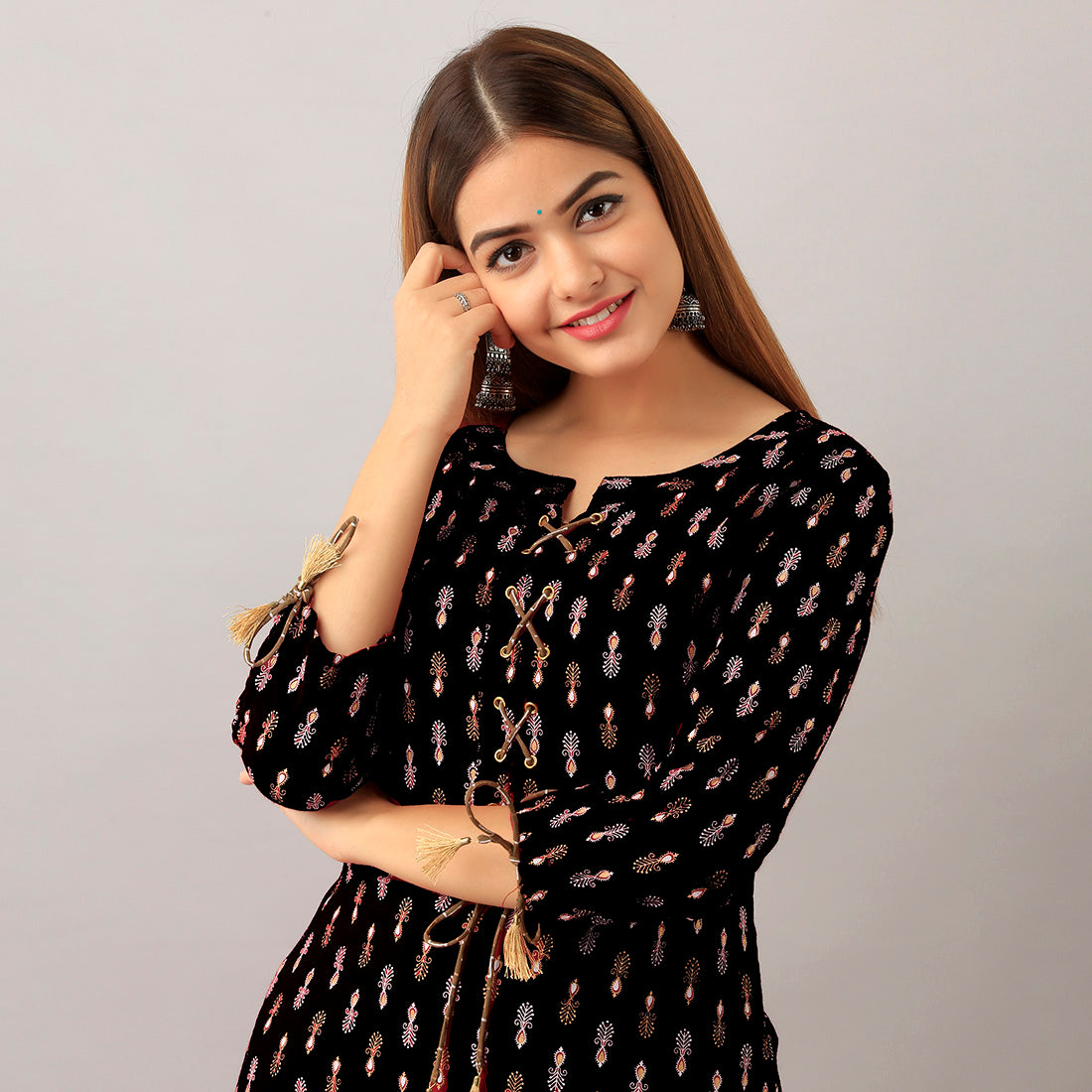 Black Color Classic Straight Kurta