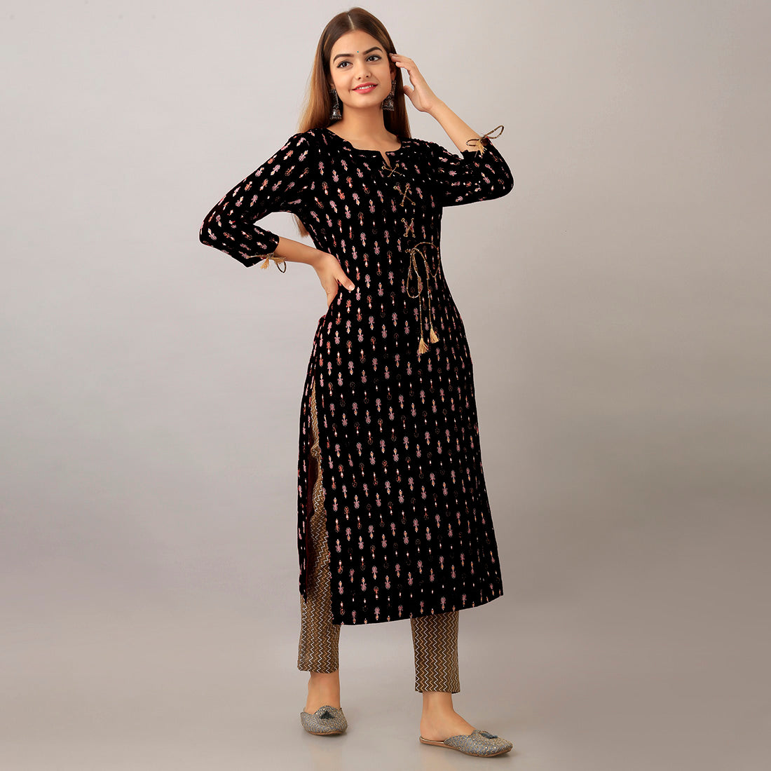 Black Color Classic Straight Kurta
