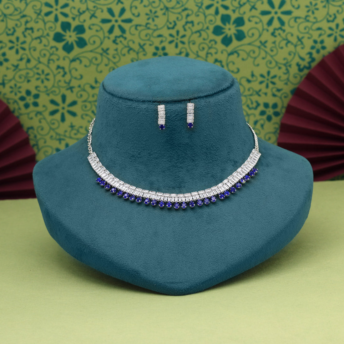 Blue Color Stone Necklace Set (STN207BLU)
