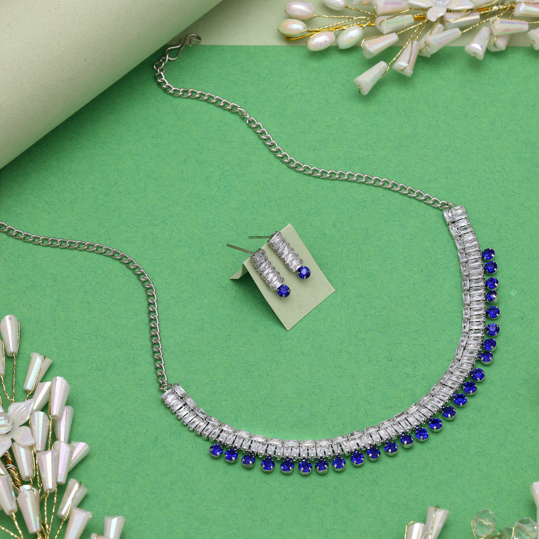 Blue Color Stone Necklace Set (STN207BLU)