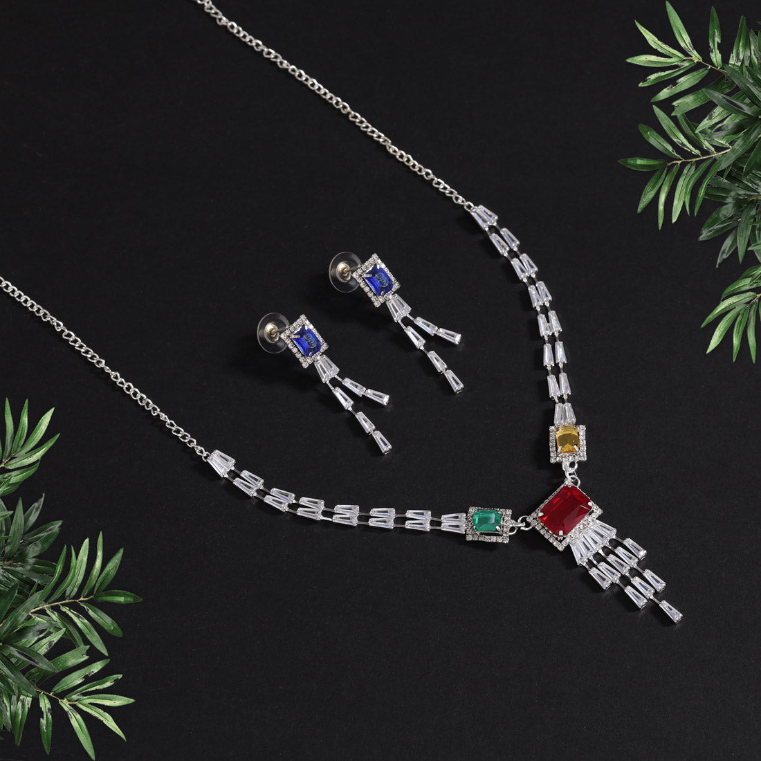 Assorted Color Stone Necklace Set (STN220MLT)