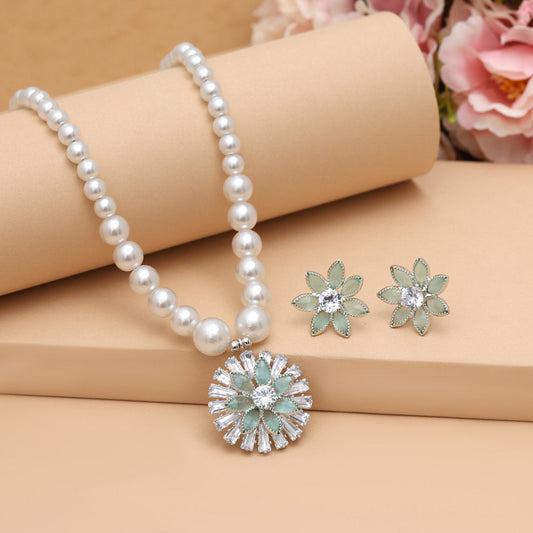 Pista Green Color Stone Necklace Set (STN222PGRN)