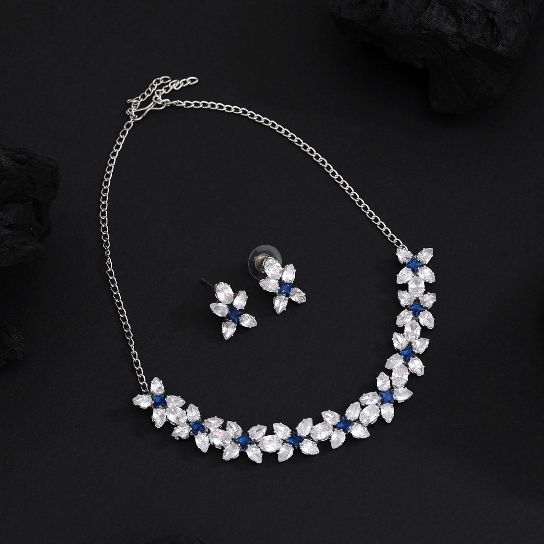 Blue Color Stone Necklace Set (STN229BLU)