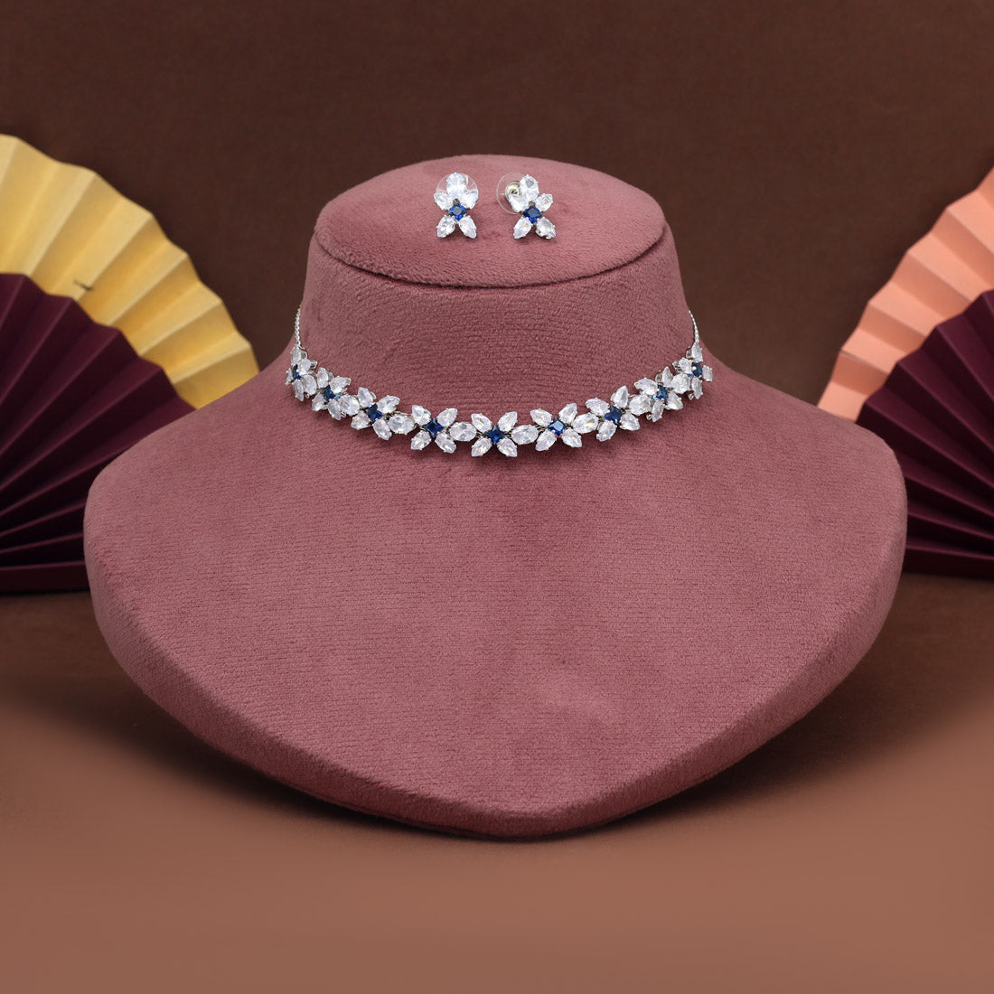 Blue Color Stone Necklace Set (STN229BLU)