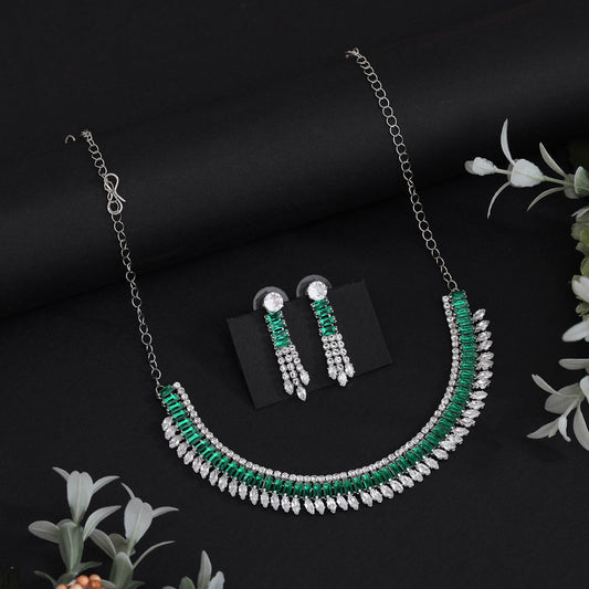 Green Color Stone Necklace Set (STN231GRN)
