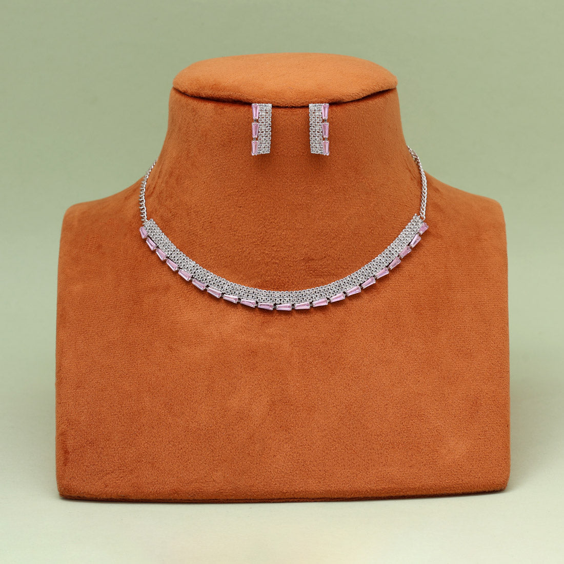 Light Pink Color Stone Necklace Set (STN239LPNK)